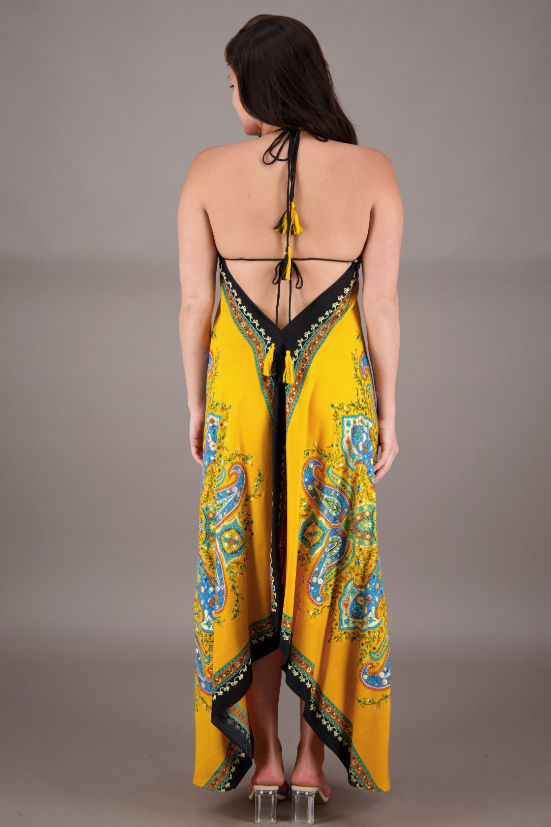 Printed Batik Scarf Halter Dress 1957