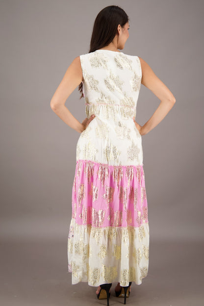 24733 Bohemian Lurex Embellished Maxi Dress