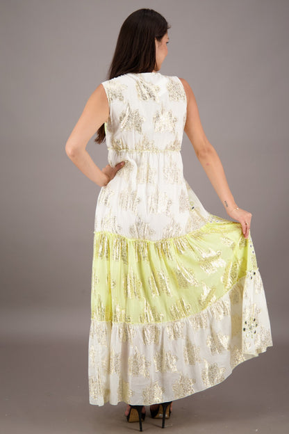 24733 Bohemian Lurex Embellished Maxi Dress