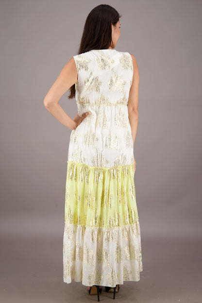 24733 Bohemian Lurex Embellished Maxi Dress