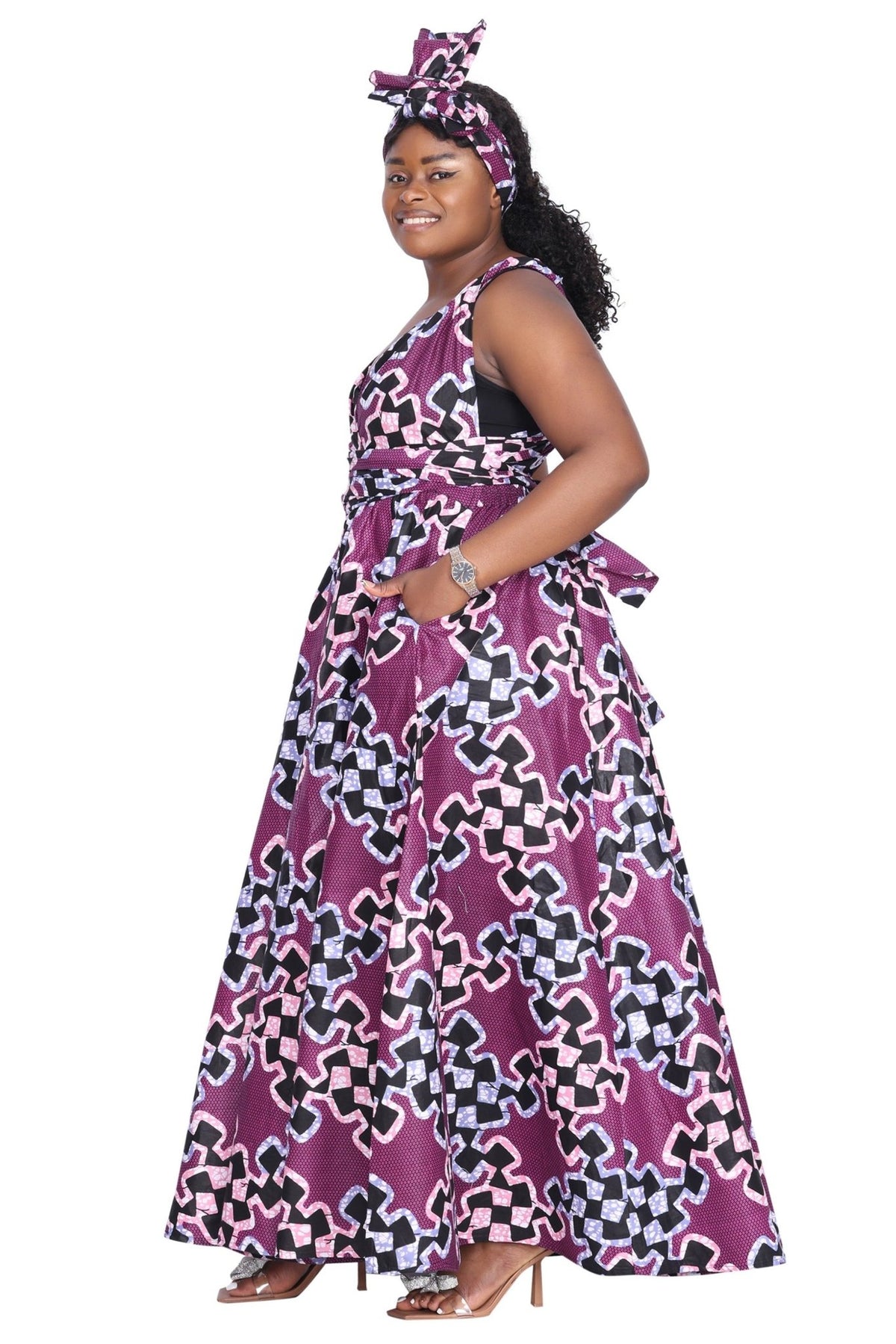 African Print Infinity Wrap Dress 16117 - 254 - Advance Apparels Inc