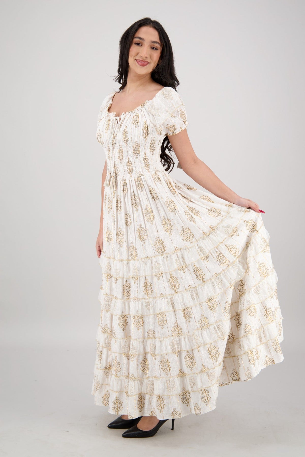 Amira Smocked Tier Dress 25102 - Advance Apparels Inc
