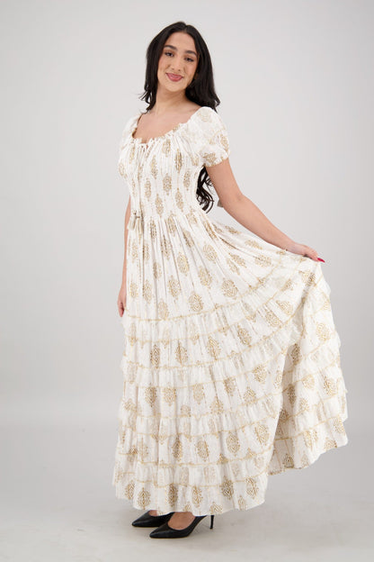 Amira Smocked Tier Dress 25102 - Advance Apparels Inc