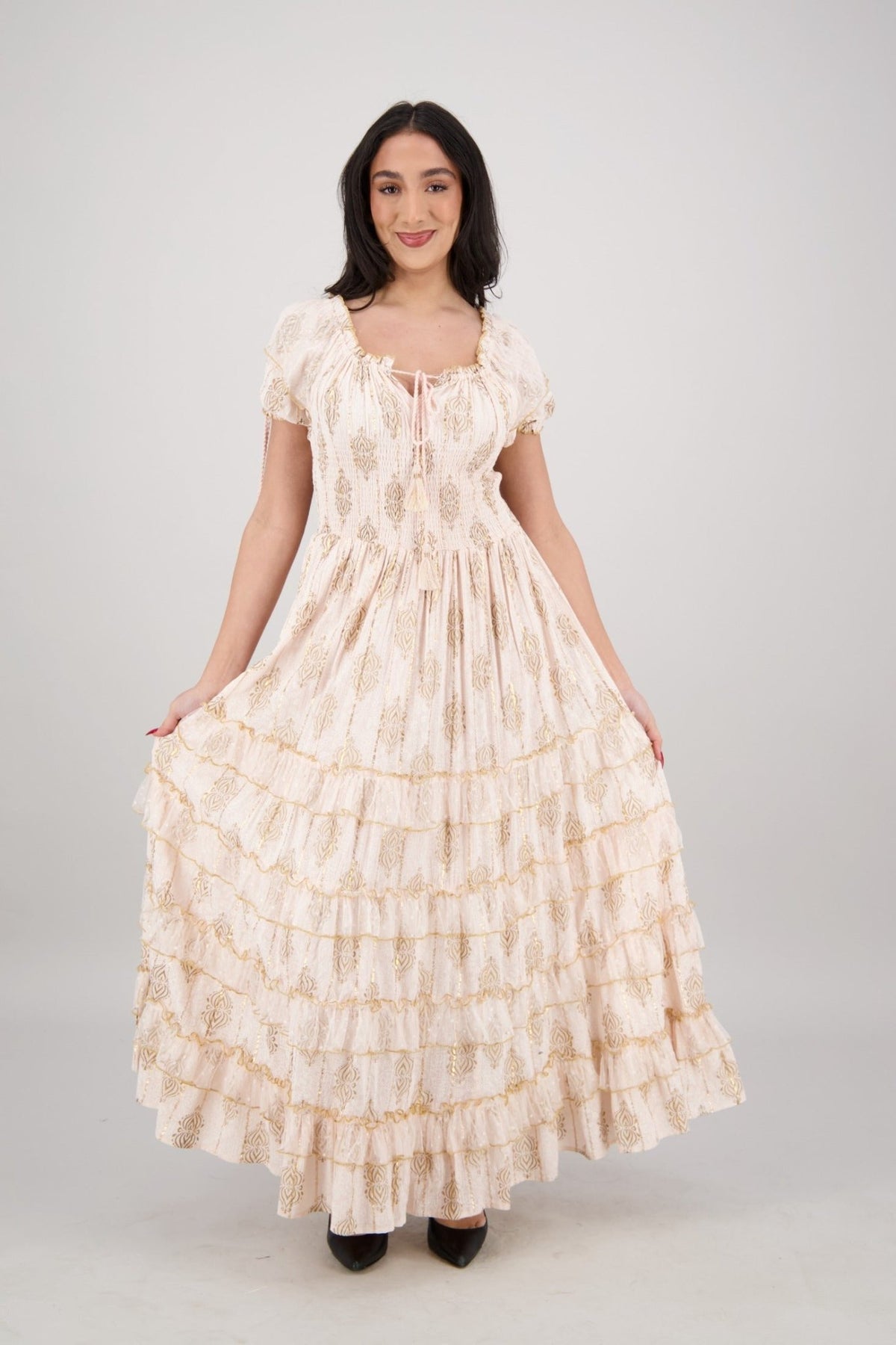 Amira Smocked Tier Dress 25102 - Advance Apparels Inc