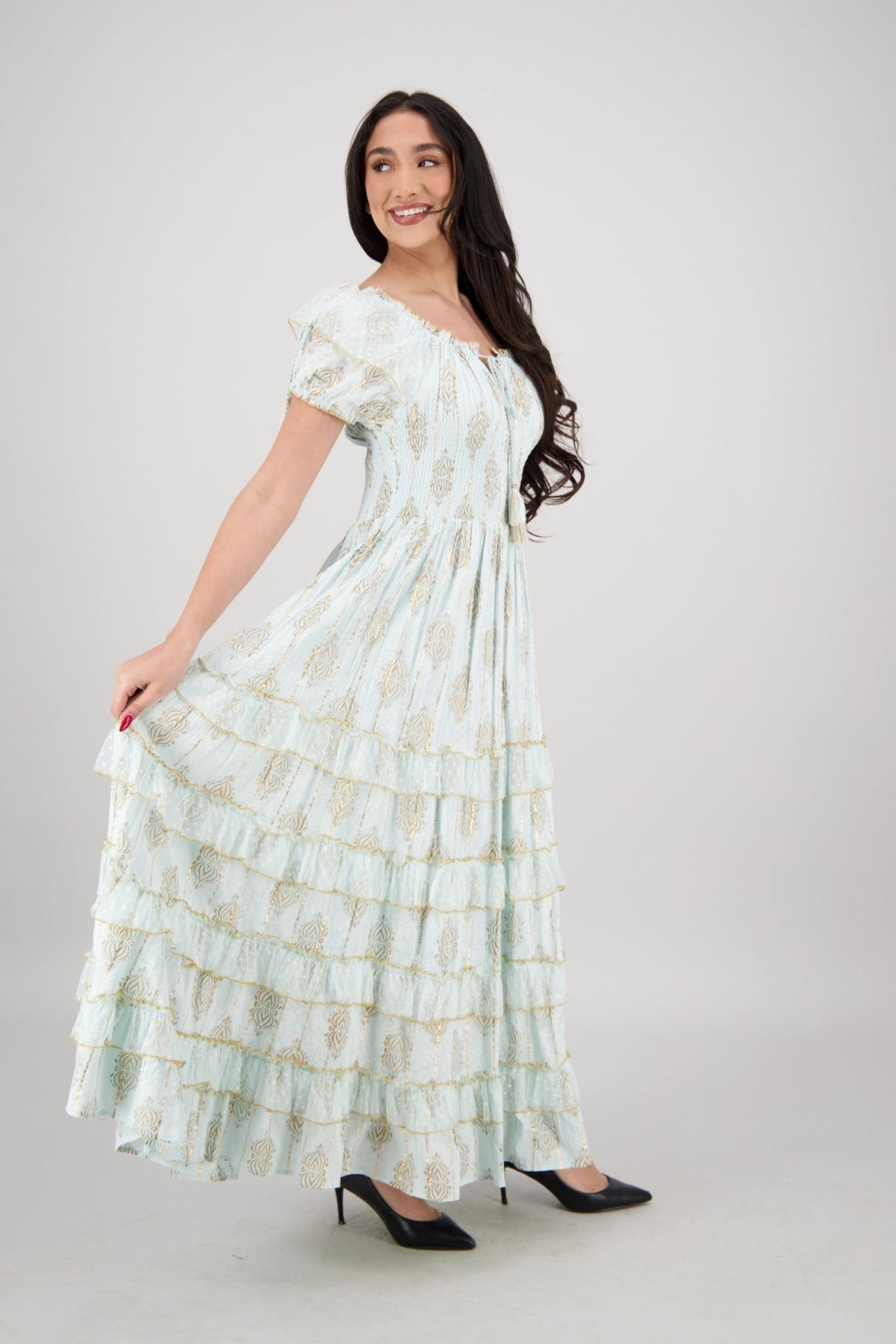 Amira Smocked Tier Dress 25102 - Advance Apparels Inc