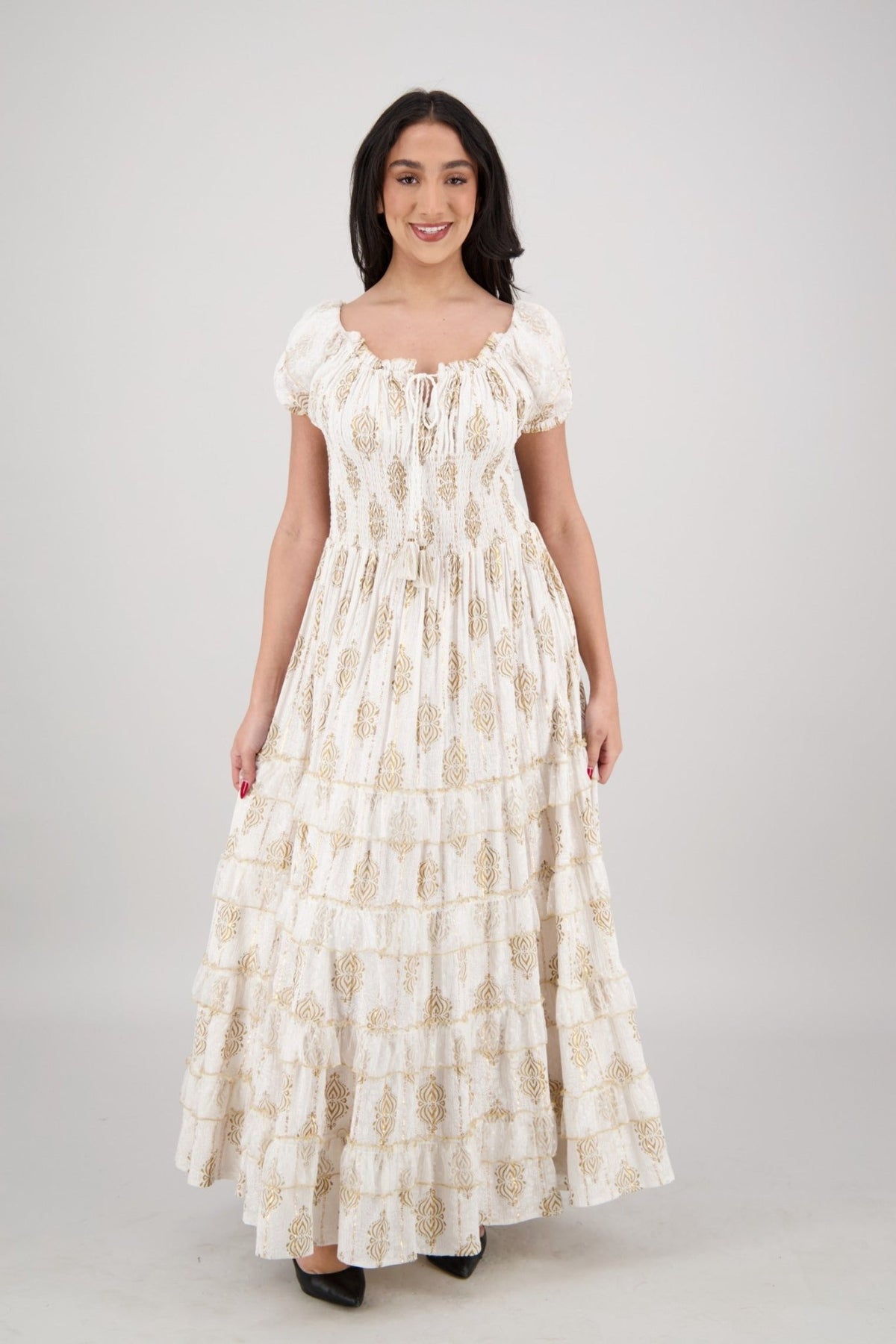 Amira Smocked Tier Dress 25102 - Advance Apparels Inc