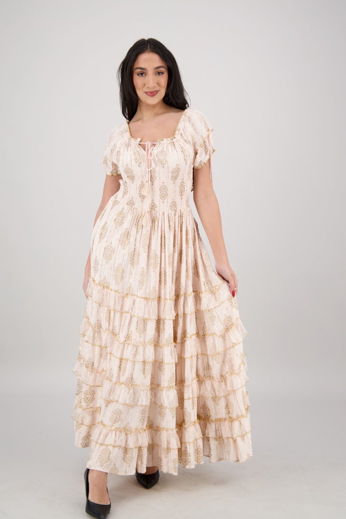 Amira Smocked Tier Dress 25102 - Advance Apparels Inc