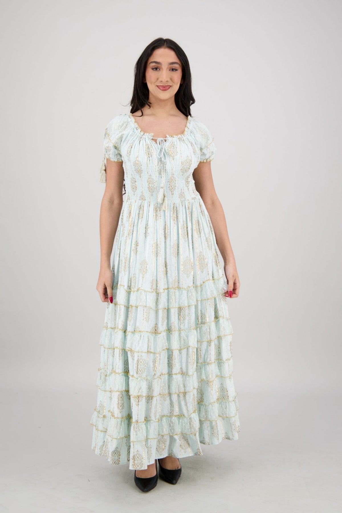 Amira Smocked Tier Dress 25102 - Advance Apparels Inc