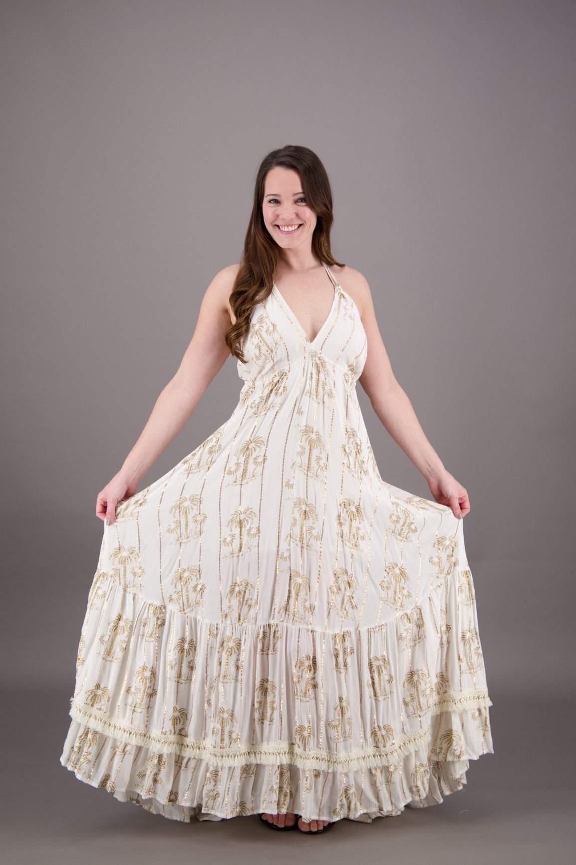 Azure Palm Tree Bohemian Maxi Dress 24910 - Advance Apparels Inc