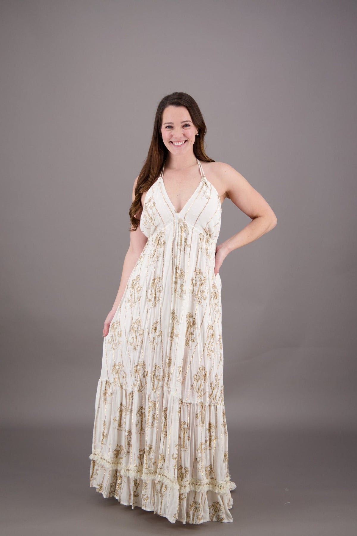 Azure Palm Tree Bohemian Maxi Dress 24910 - Advance Apparels Inc
