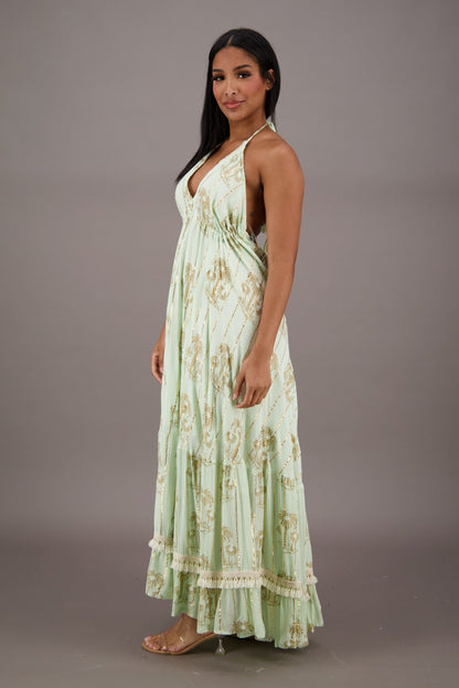 Azure Palm Tree Bohemian Maxi Dress 24910 - Advance Apparels Inc