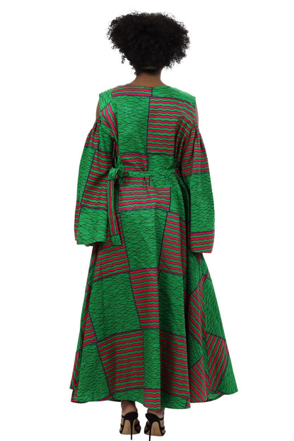 Bell Sleeves African Print Wrap Dress 1918 - Advance Apparels Inc