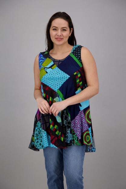 Bohemian Patchwork Umbrella Dress/Tank PAT-3268 - Advance Apparels Inc