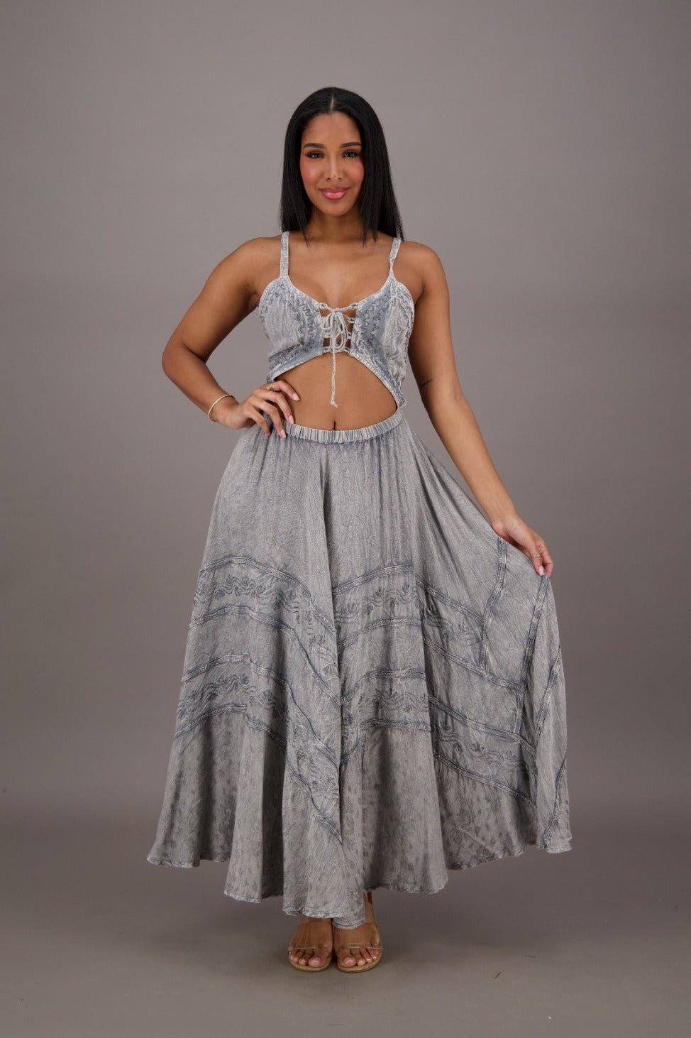 Bohemian Renaissance Cut - Out Maxi Dress ADL - 24337 - Advance Apparels Inc