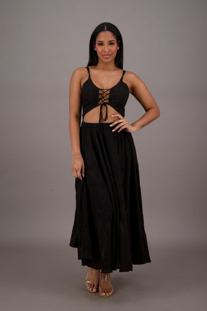 Bohemian Renaissance Cut - Out Maxi Dress ADL - 24337 - Advance Apparels Inc
