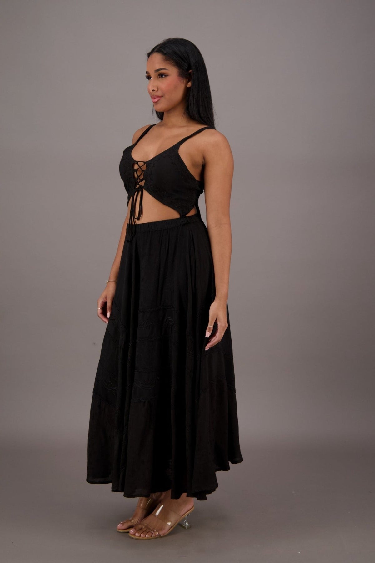 Bohemian Renaissance Cut - Out Maxi Dress ADL - 24337 - Advance Apparels Inc