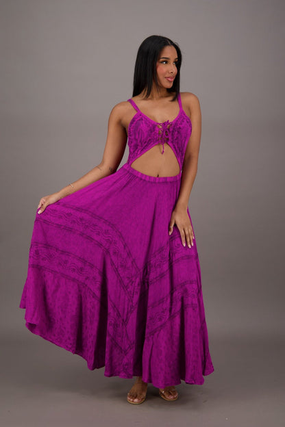 Bohemian Renaissance Cut - Out Maxi Dress ADL - 24337 - Advance Apparels Inc