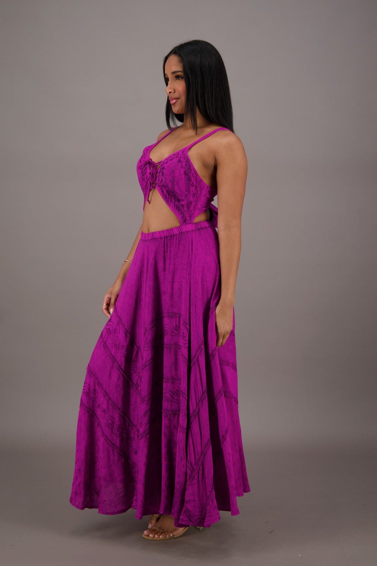 Bohemian Renaissance Cut - Out Maxi Dress ADL - 24337 - Advance Apparels Inc