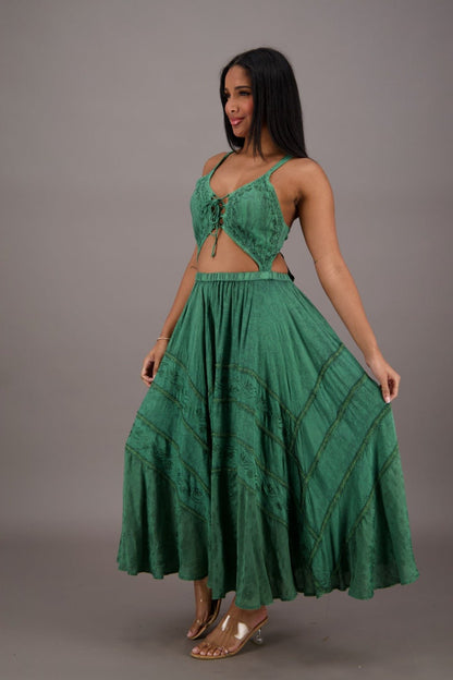 Bohemian Renaissance Cut - Out Maxi Dress ADL - 24337 - Advance Apparels Inc