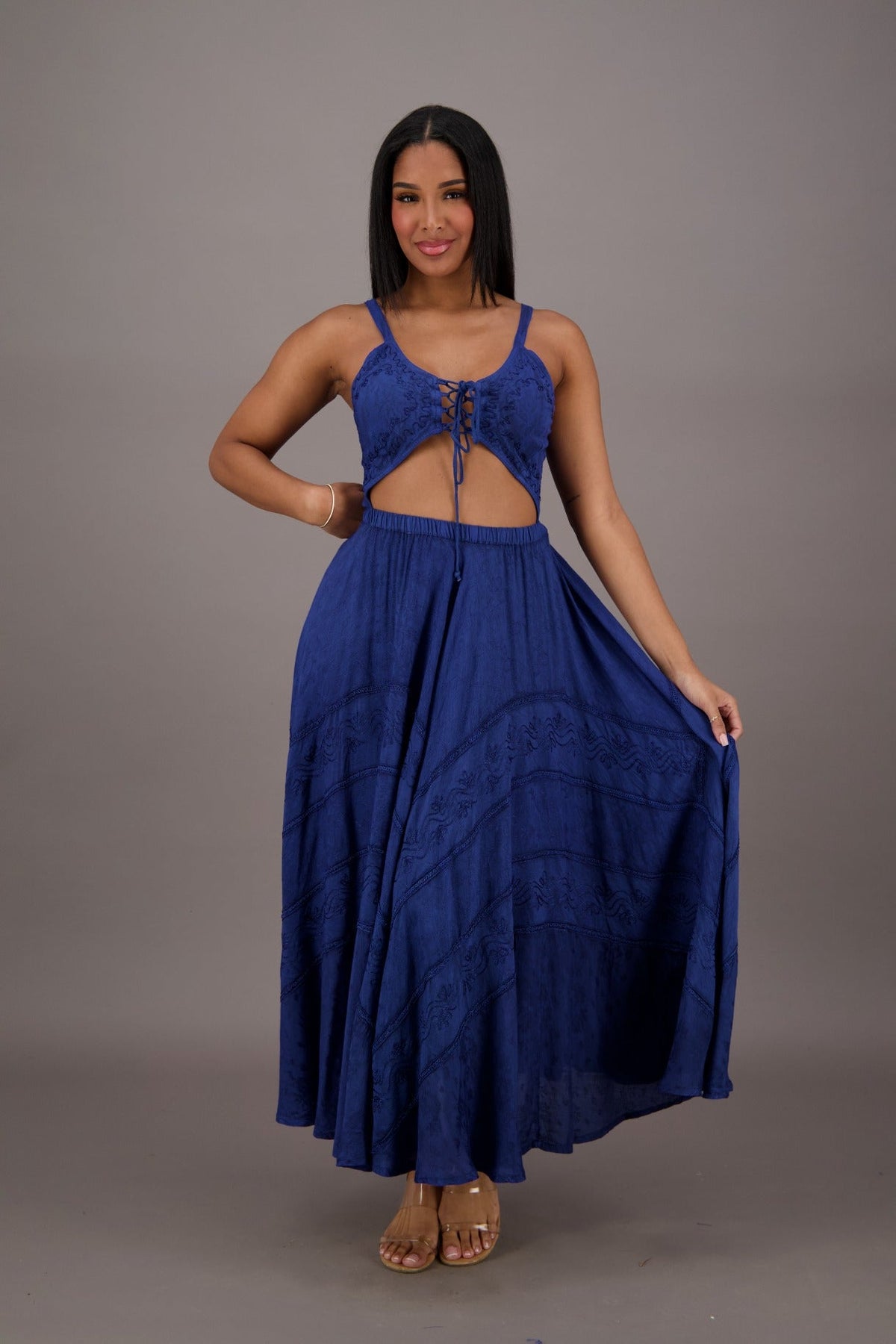 Bohemian Renaissance Cut - Out Maxi Dress ADL - 24337 - Advance Apparels Inc