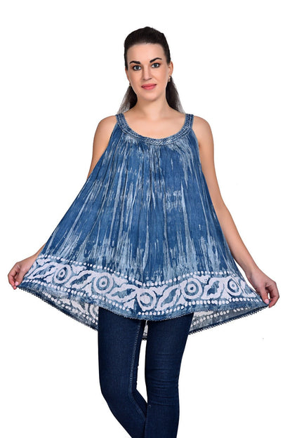 Border Print Tie - Dye Blouse 19232 - Advance Apparels Inc