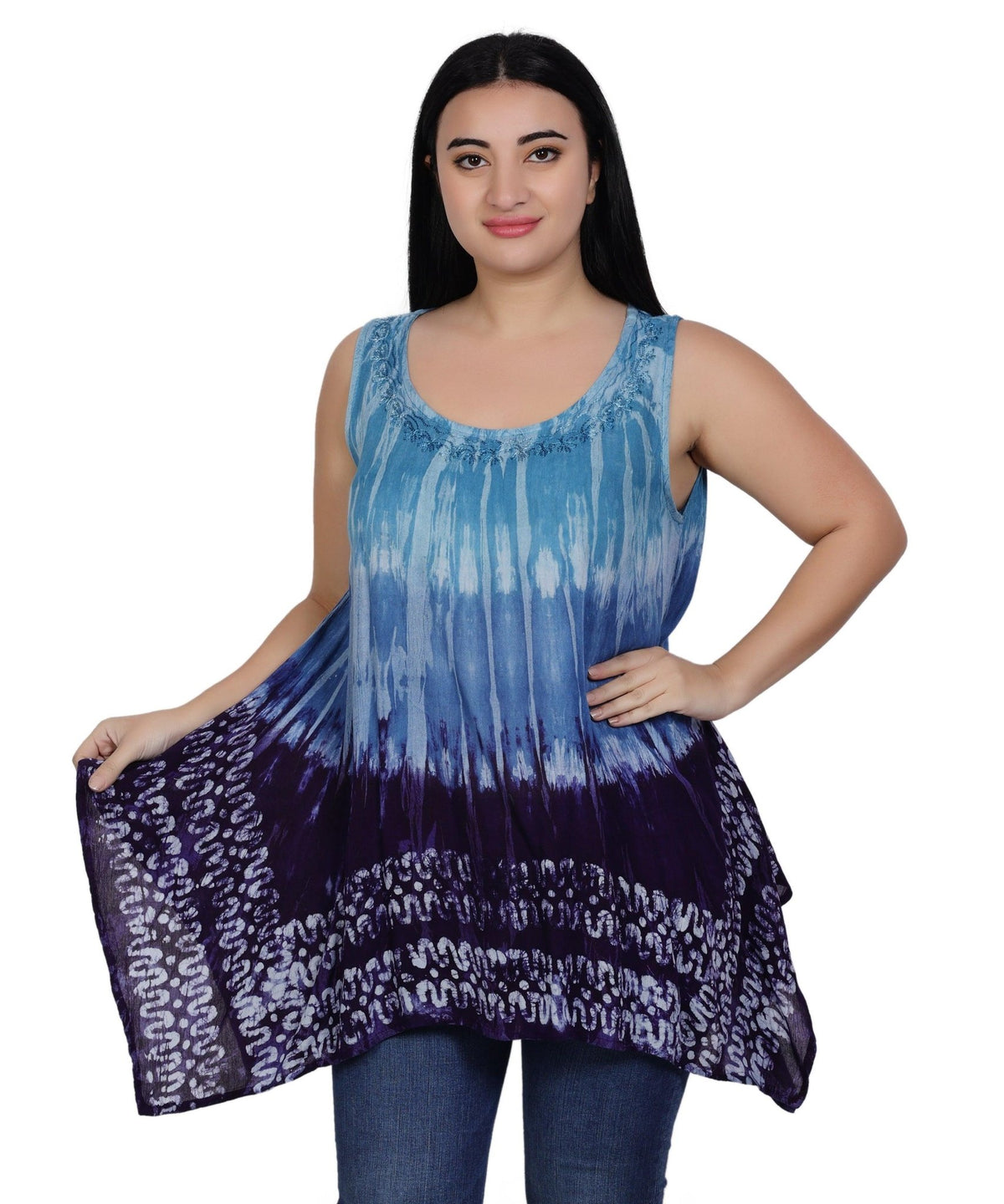 Border Print Tie Dye Tank Top T-3204 - Advance Apparels Inc