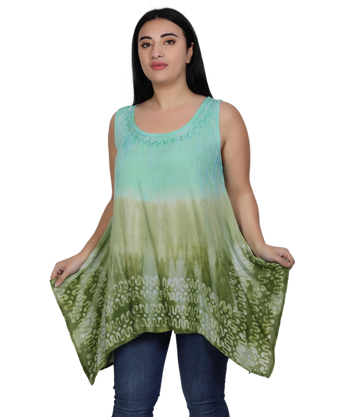 Border Print Tie Dye Tank Top T-3204 - Advance Apparels Inc