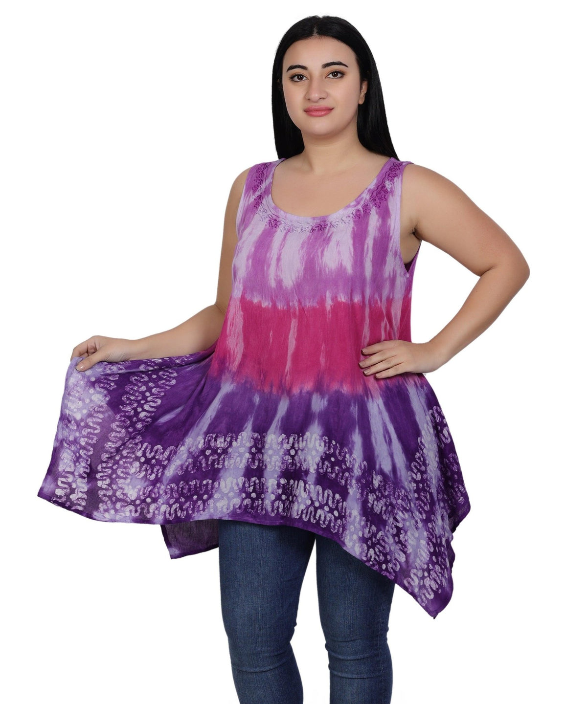 Border Print Tie Dye Tank Top T-3204 - Advance Apparels Inc