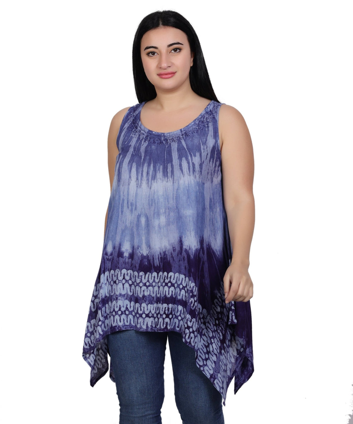 Border Print Tie Dye Tank Top T-3204 - Advance Apparels Inc