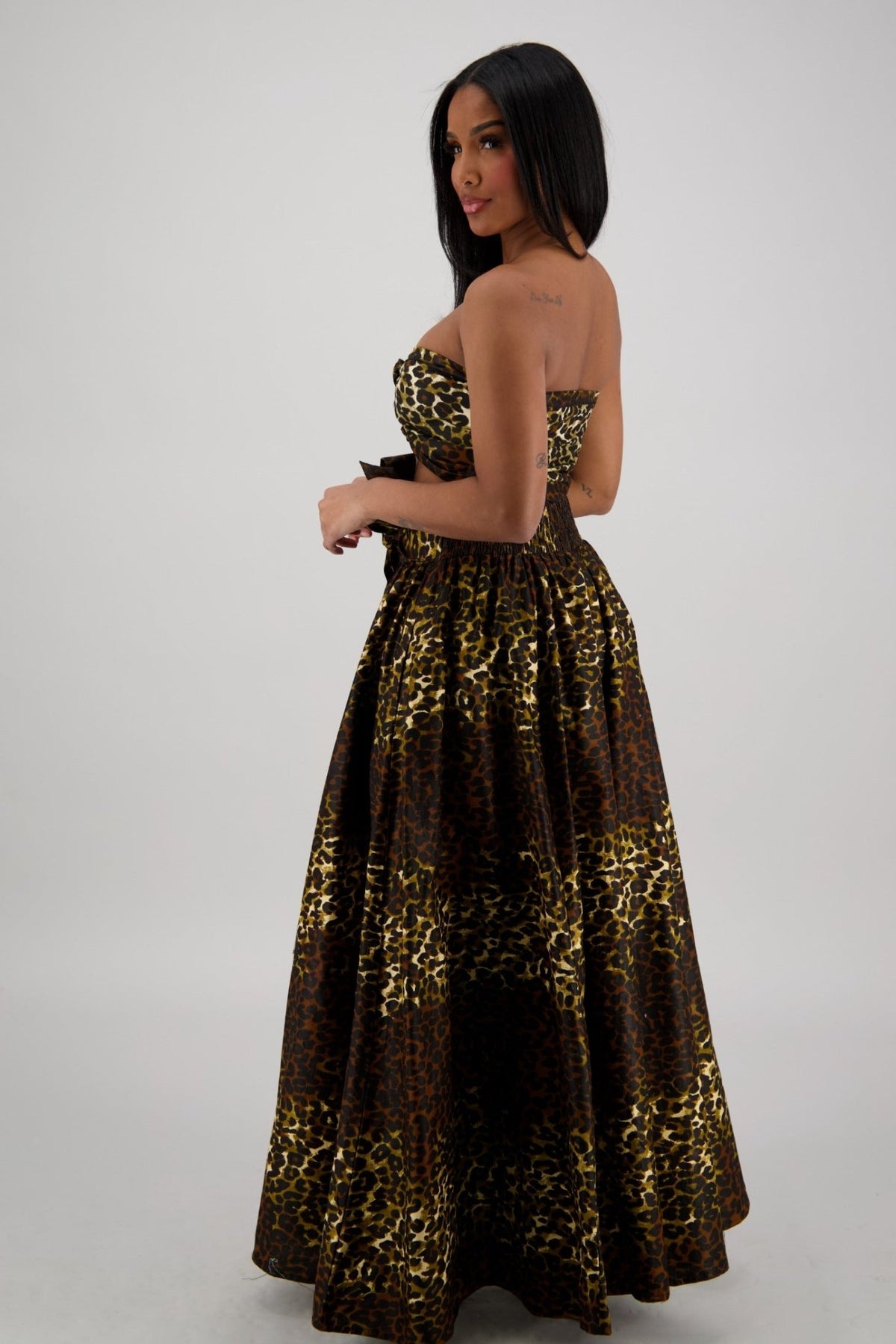 Brown - Gold Leopard Wide - Leg Palazzo Pants 61 - 275 - Advance Apparels Inc