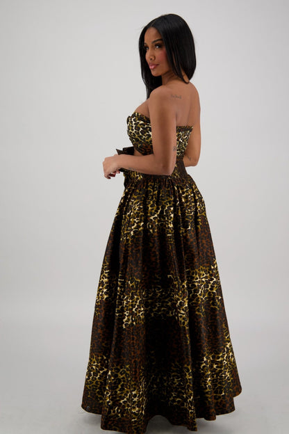 Brown - Gold Leopard Wide - Leg Palazzo Pants 61 - 275 - Advance Apparels Inc