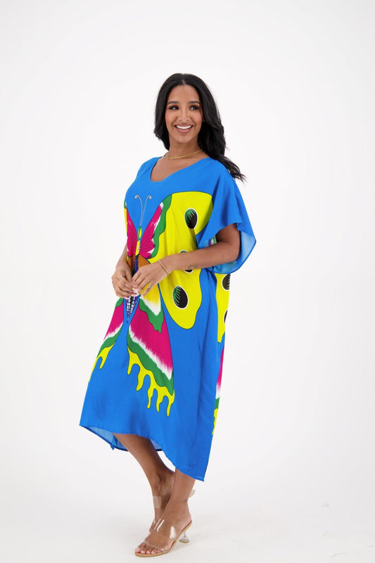 Butterfly Print Long Kaftan TH2035 - Advance Apparels Inc
