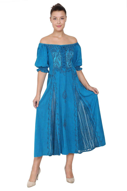 Celtic Inspired Cap Sleeve Acid Wash Dress 2100 - Advance Apparels Inc