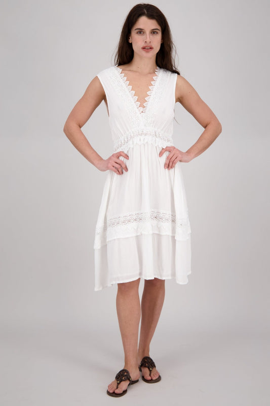 Coastal Lace White Dress 96054 - Advance Apparels Inc