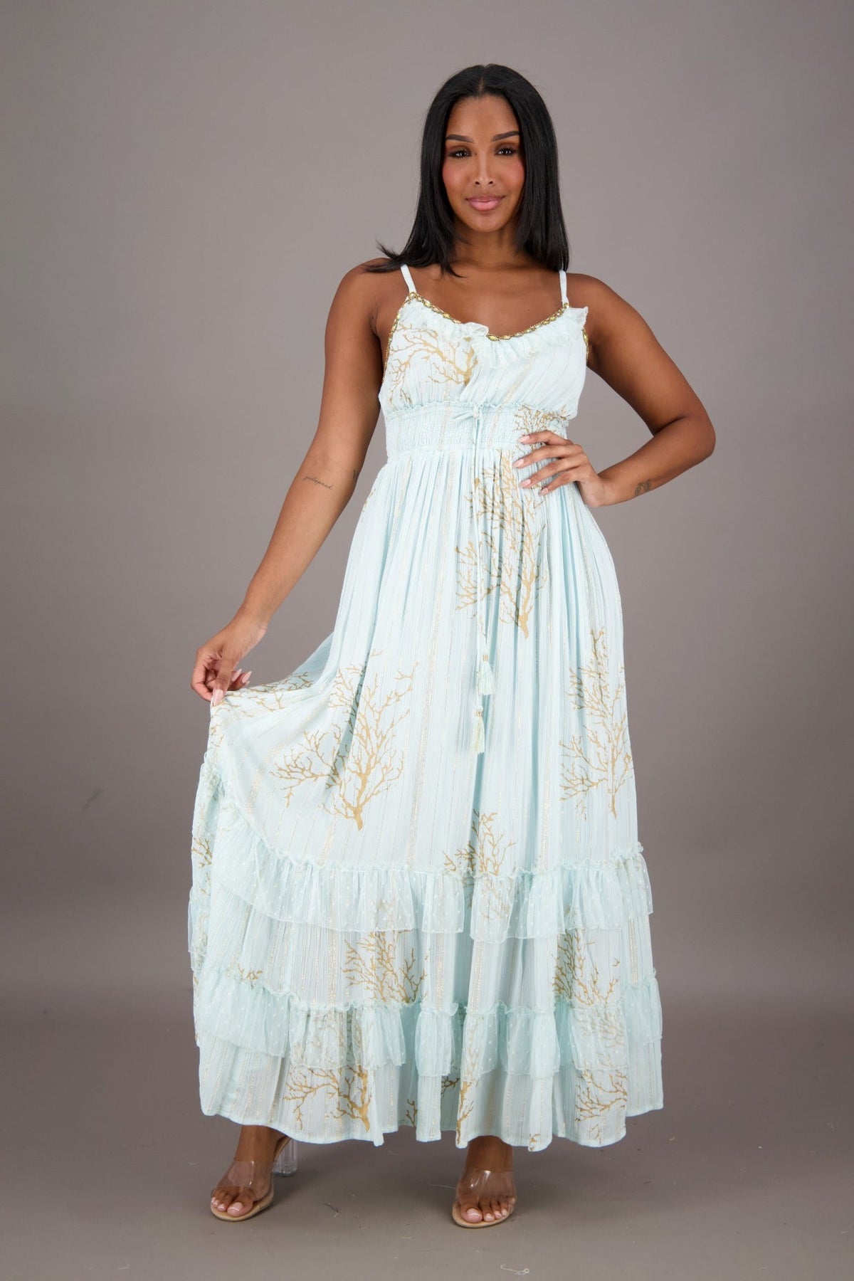 Coral Summer Maxi Dress 24708 - Advance Apparels Inc