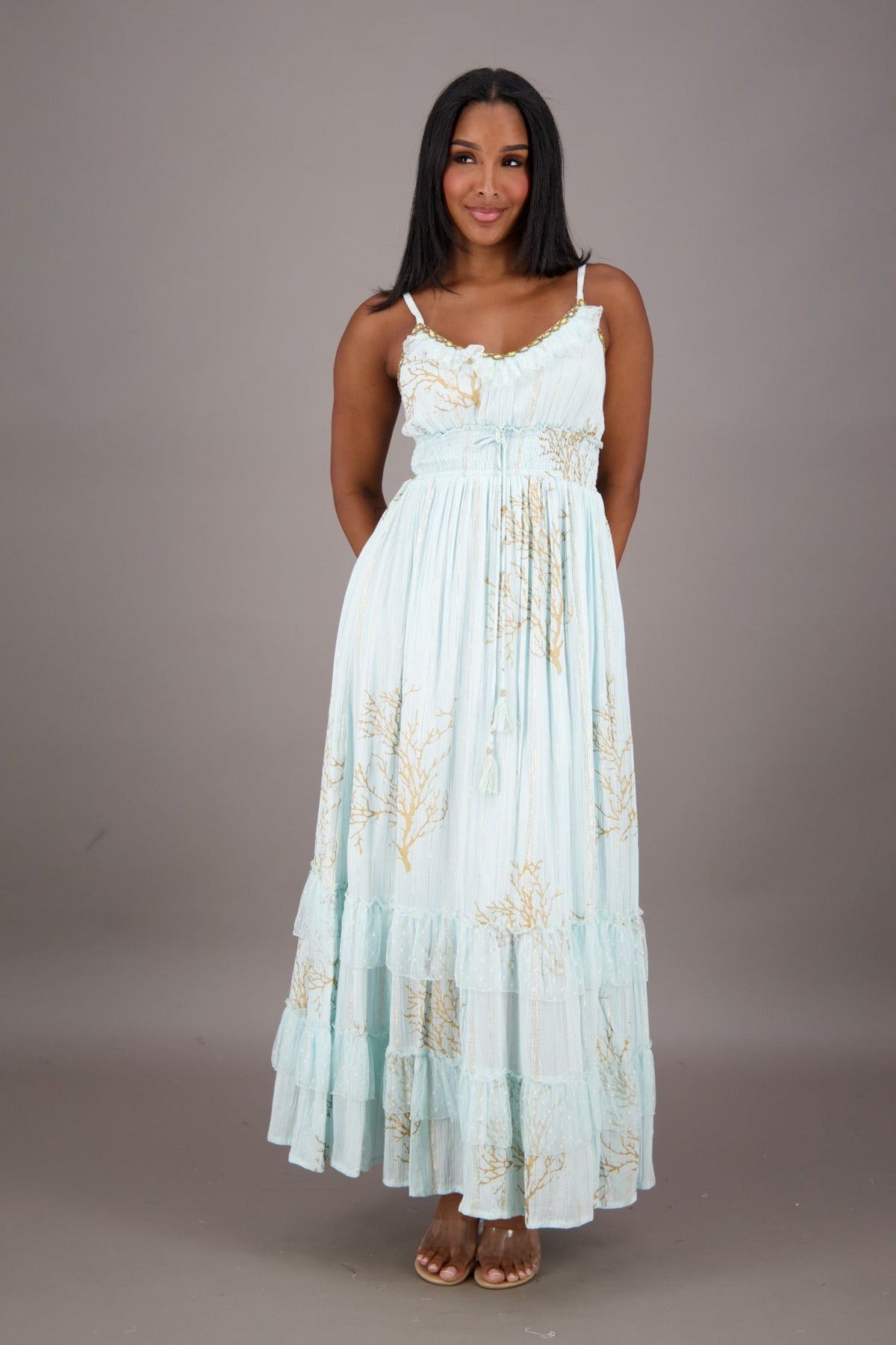 Coral Summer Maxi Dress 24708 - Advance Apparels Inc