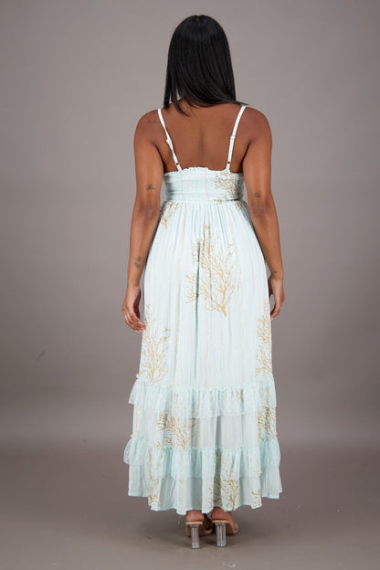 Coral Summer Maxi Dress 24708 - Advance Apparels Inc