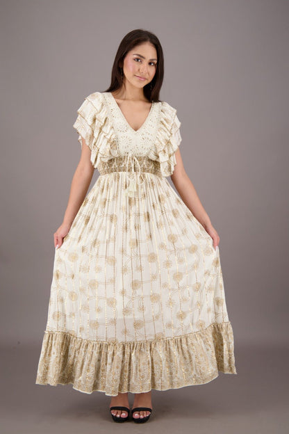 Daisy Flutter Sleeve Maxi 24710 - Advance Apparels Inc
