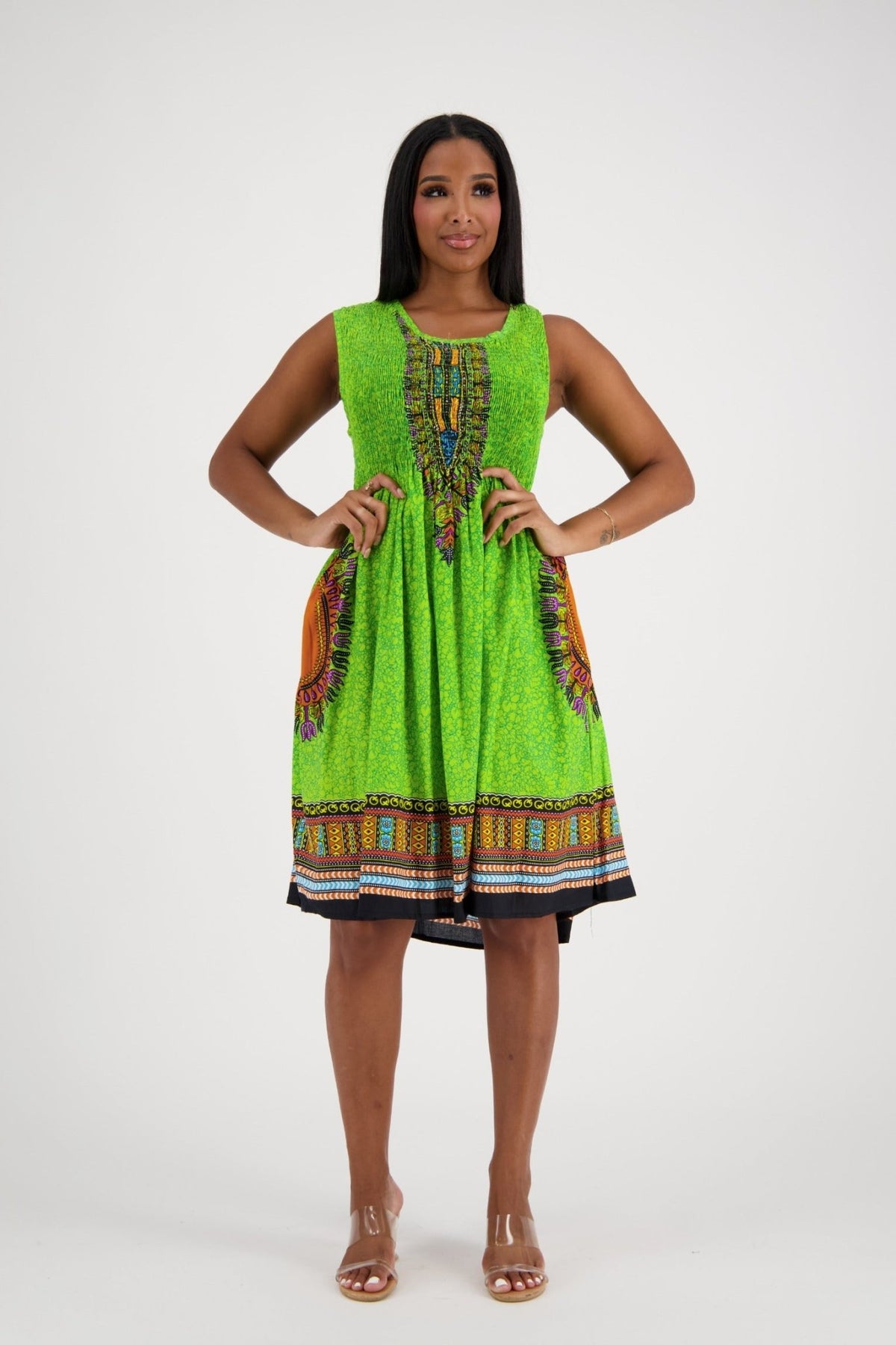 Dashiki Print Tank Dress 3639 - Advance Apparels Inc