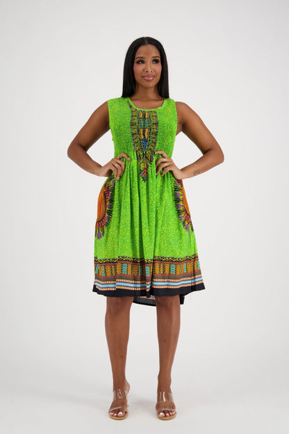 Dashiki Print Tank Dress 3639 - Advance Apparels Inc