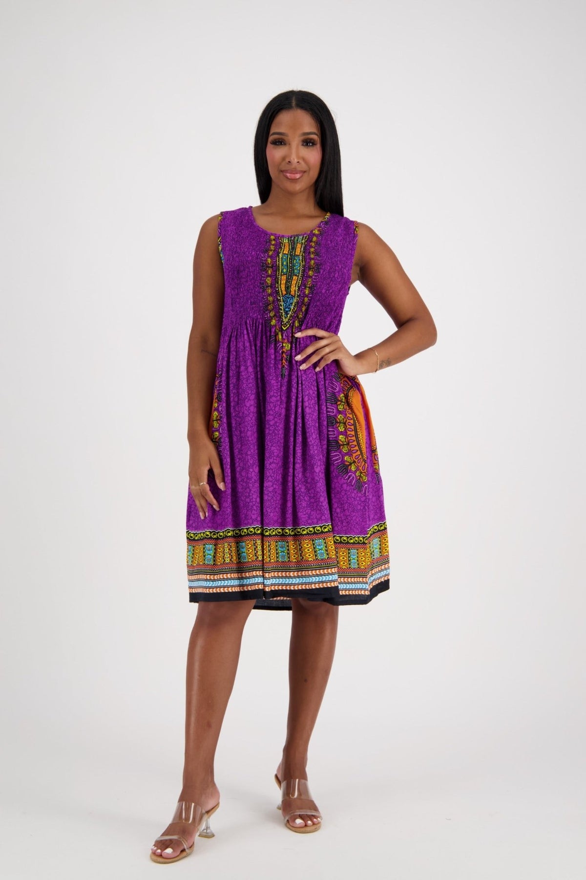 Dashiki Print Tank Dress 3639 - Advance Apparels Inc