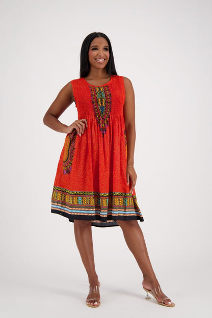 Dashiki Print Tank Dress 3639 - Advance Apparels Inc