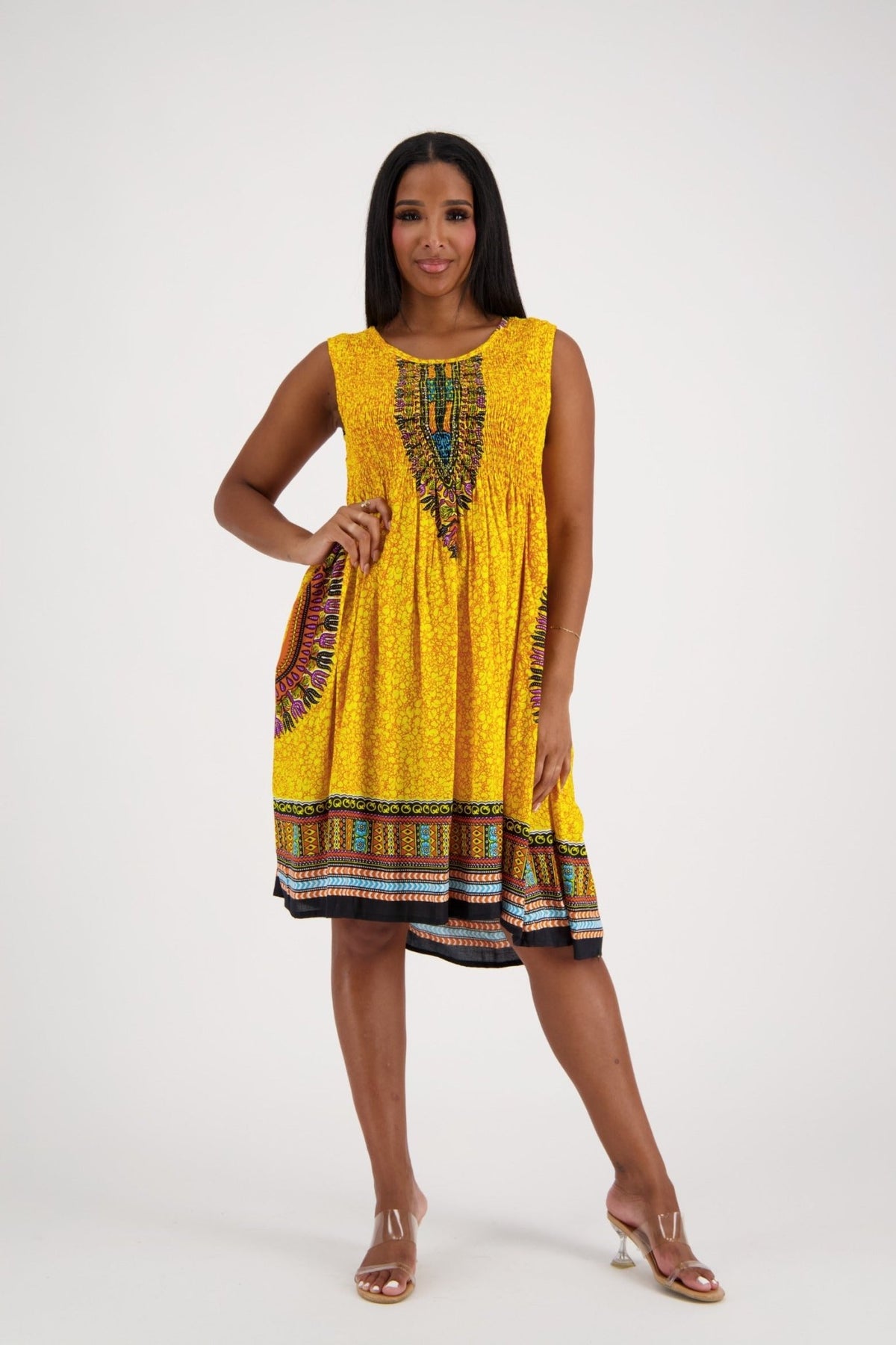 Dashiki Print Tank Dress 3639 - Advance Apparels Inc