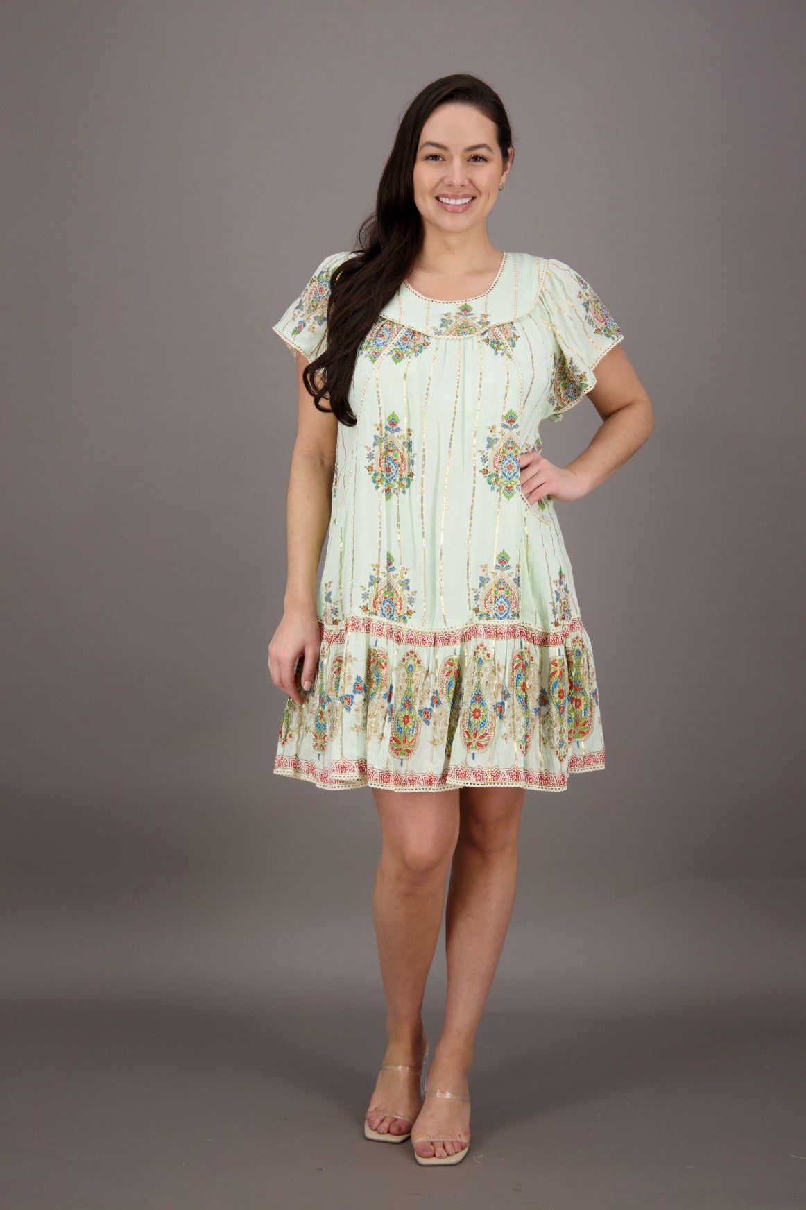 Dreamweaver Border Print Middy Dress 24947 - Advance Apparels Inc