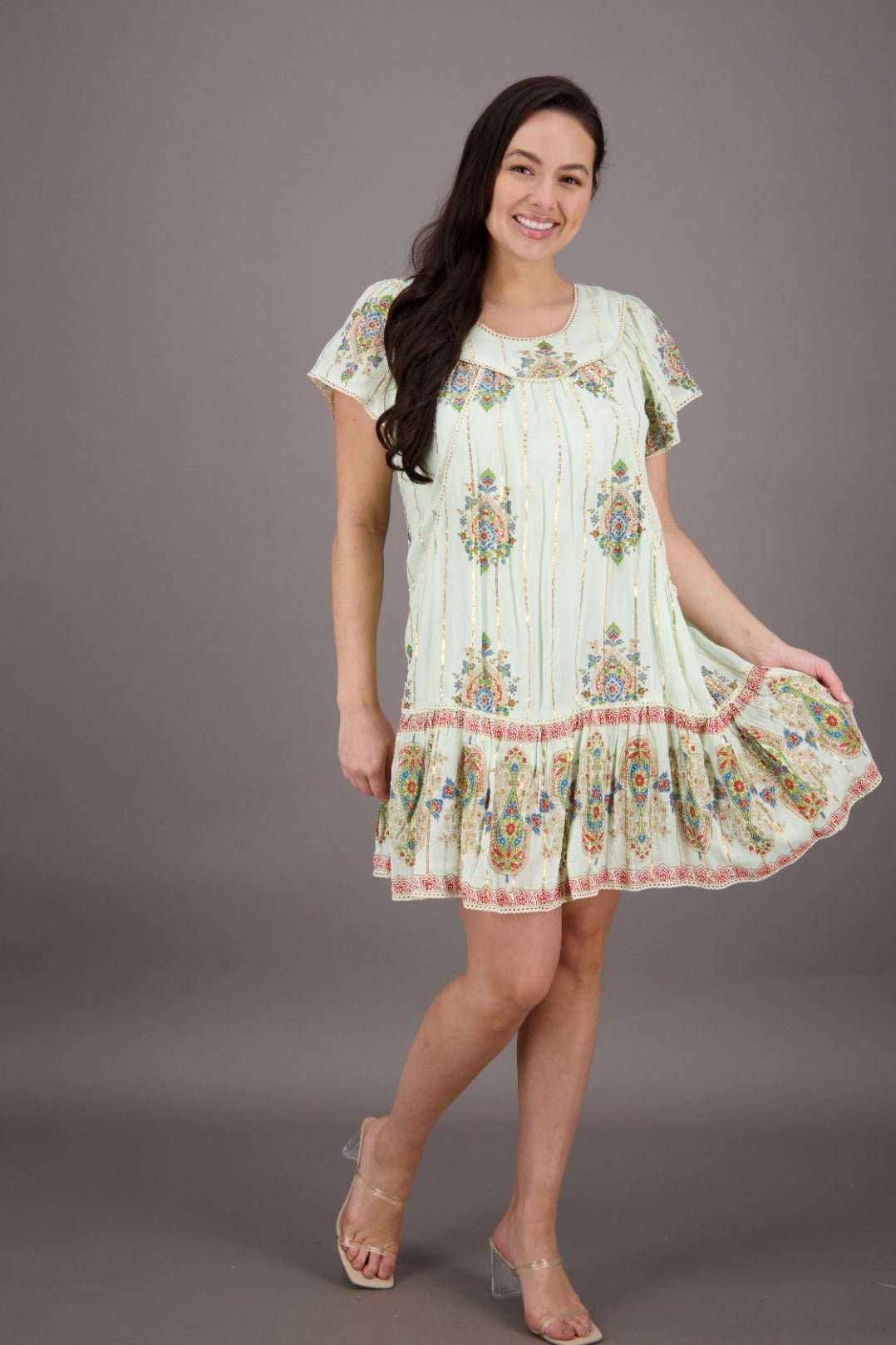 Dreamweaver Border Print Middy Dress 24947 - Advance Apparels Inc