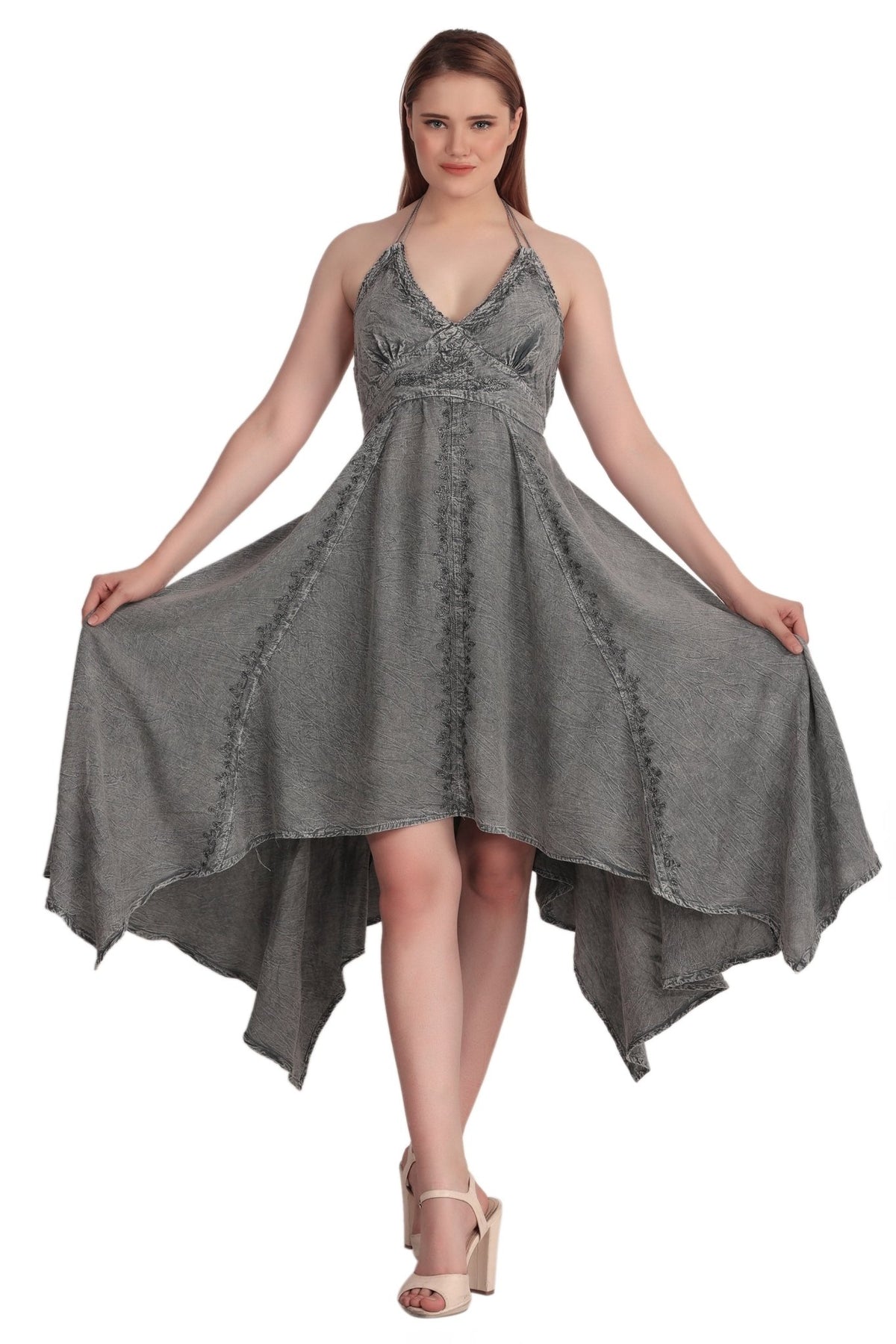 Elastic Back Acid Wash Dress (S/M - 1X/2X) 4 Colors ADL - 30332 - Advance Apparels Inc