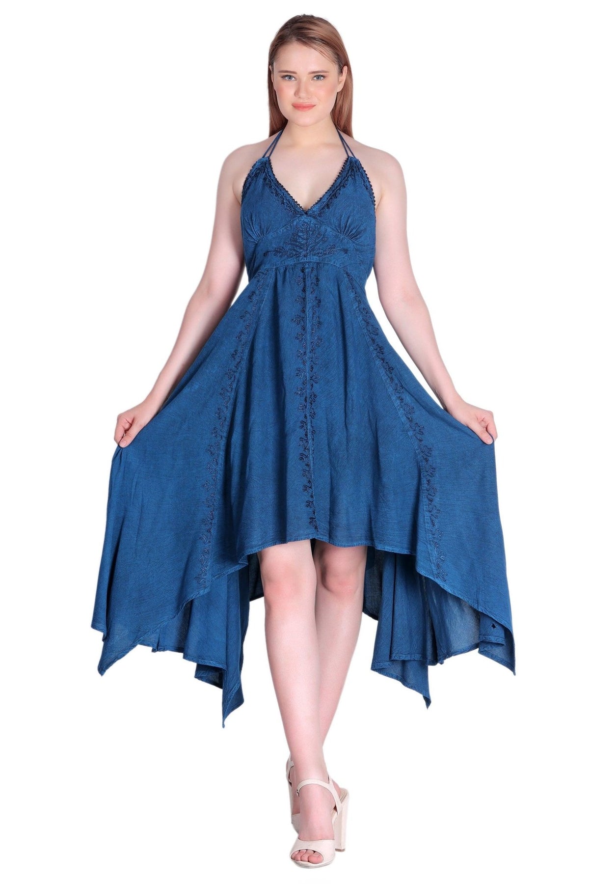 Elastic Back Acid Wash Dress (S/M-1X/2X) 4 Colors ADL-30332 - Advance Apparels Inc