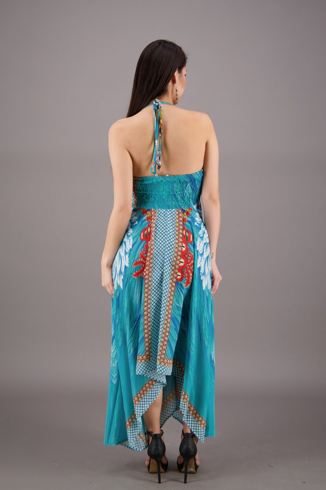 Exotic Digital Print Halter Dress AB - 23022 - Advance Apparels Inc