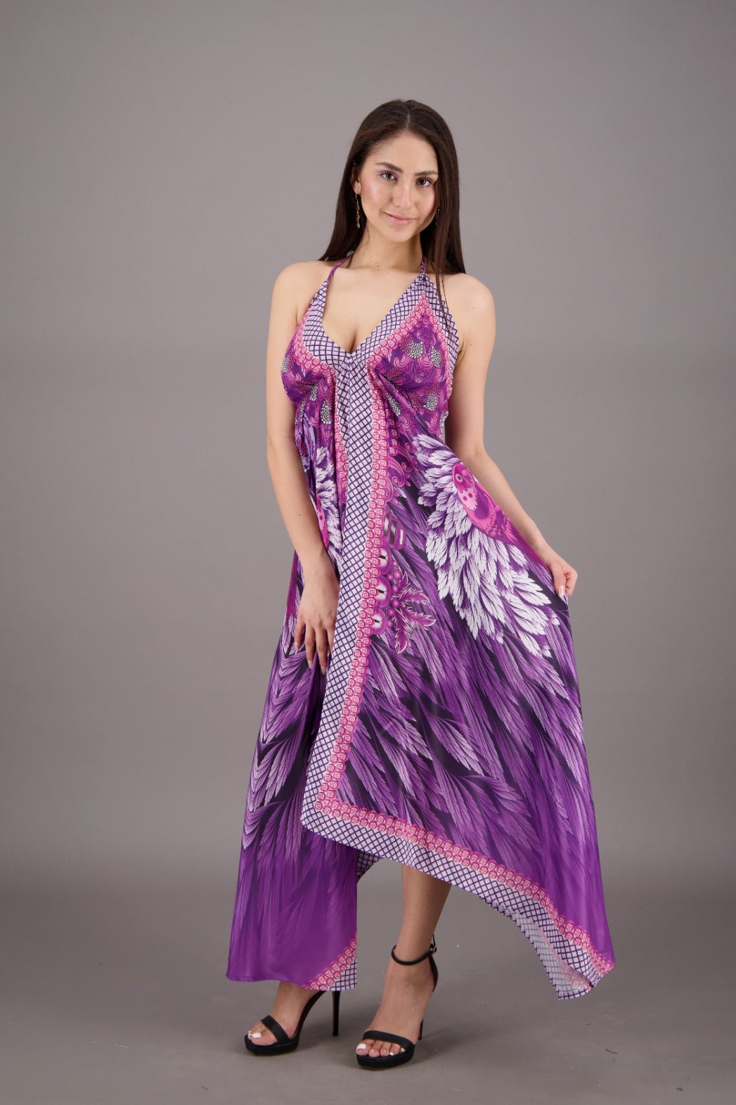 Exotic Digital Print Halter Dress AB - 23022 - Advance Apparels Inc