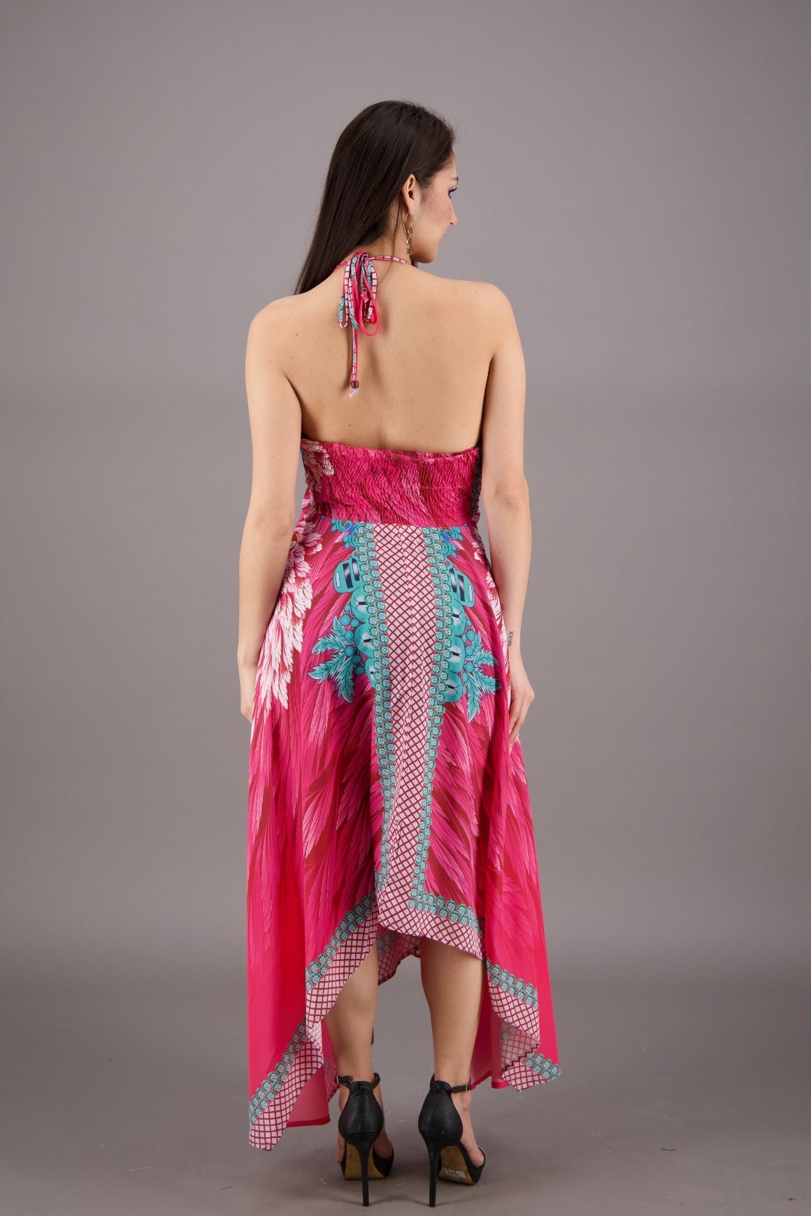Exotic Digital Print Halter Dress AB - 23022 - Advance Apparels Inc
